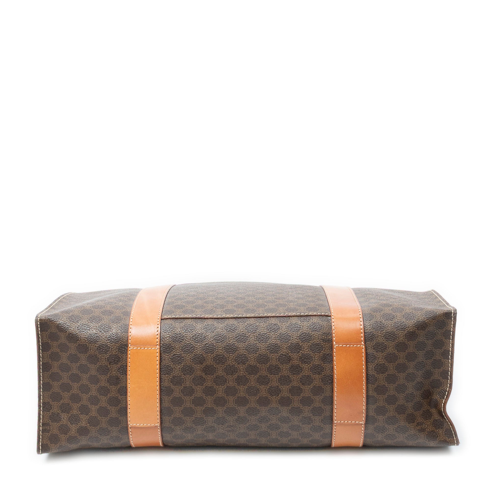 Shoulder Bag Zip Shopping Tote Brown Macadam Coated Canvas