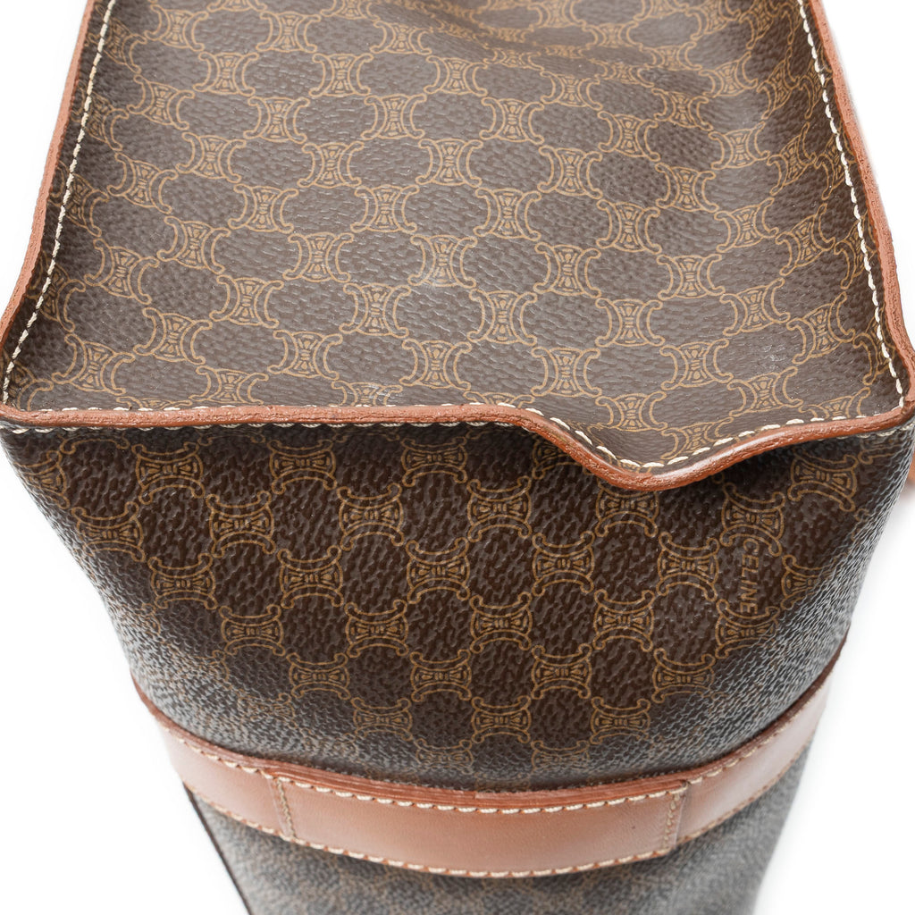 Shoulder Bag Zip Shopping Tote Brown Macadam Coated Canvas