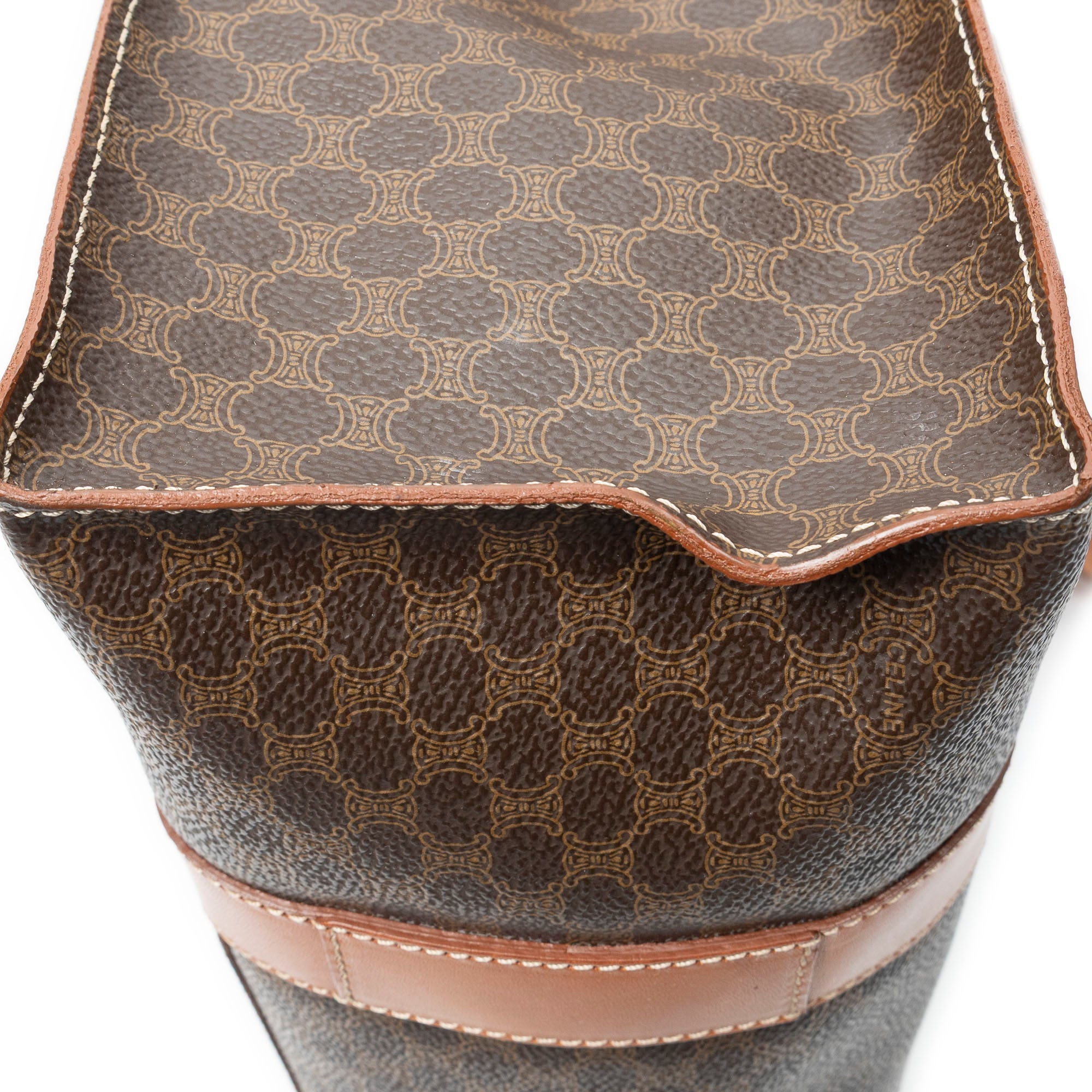 Shoulder Bag Zip Shopping Tote Brown Macadam Coated Canvas