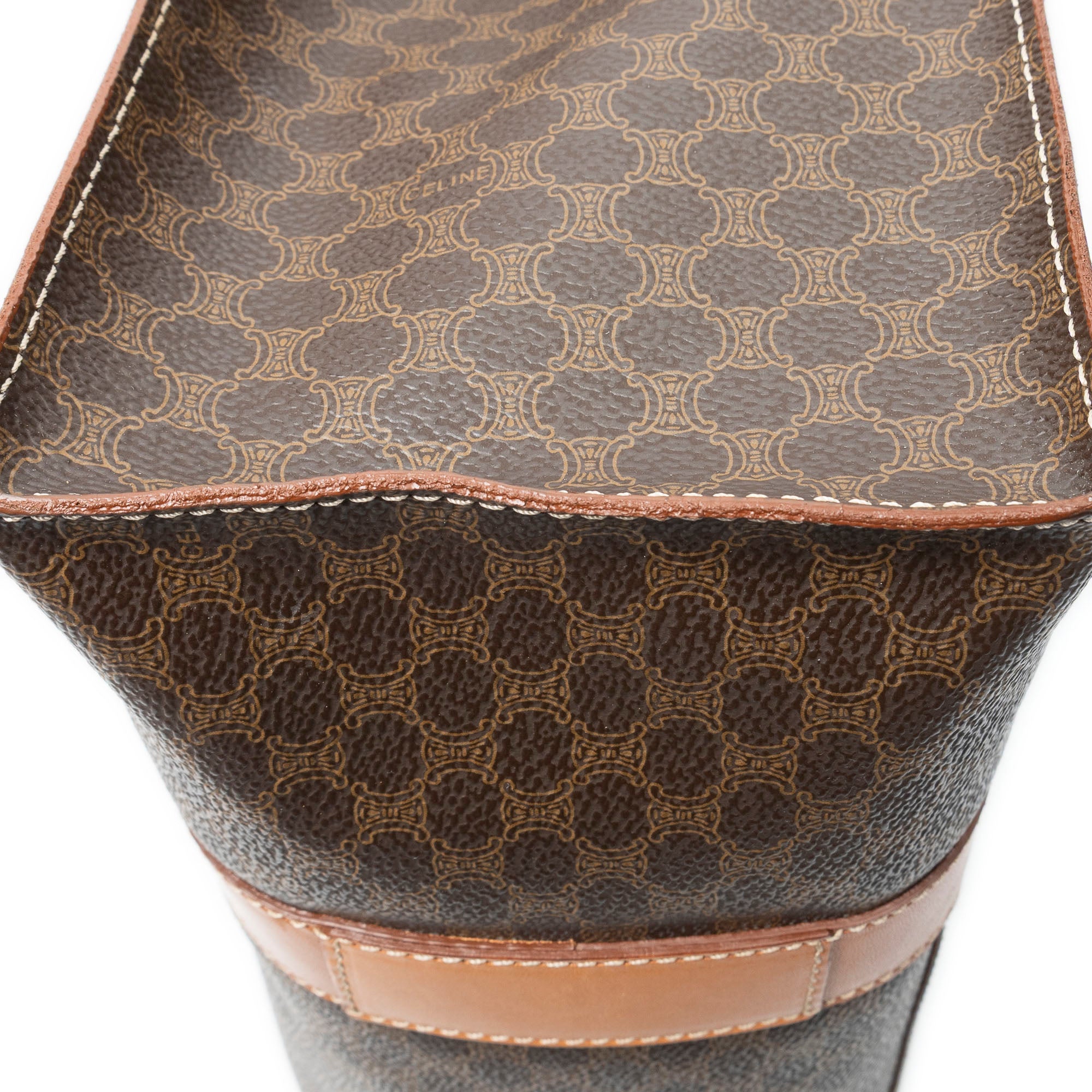 Shoulder Bag Zip Shopping Tote Brown Macadam Coated Canvas