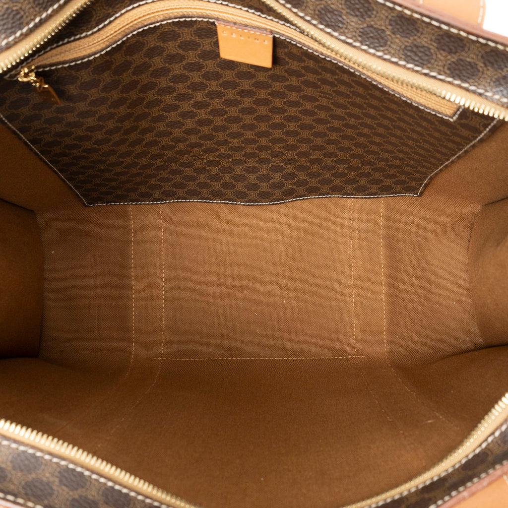 Shoulder Bag Zip Shopping Tote Brown Macadam Coated Canvas