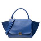 Shoulder Bag Medium Trapeze Blue Grained Calfskin Leather