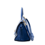 Shoulder Bag Medium Trapeze Blue Grained Calfskin Leather