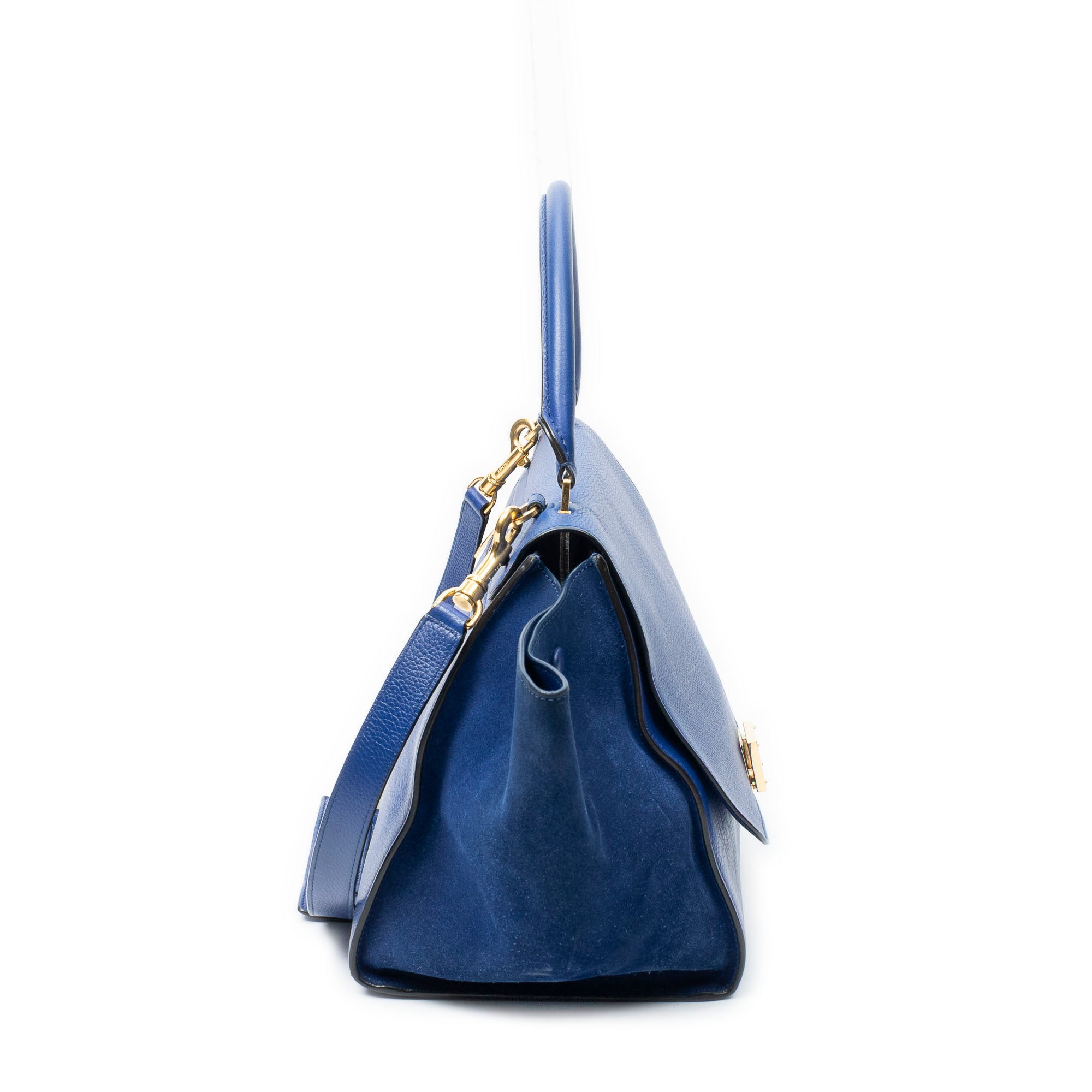 Shoulder Bag Medium Trapeze Blue Grained Calfskin Leather