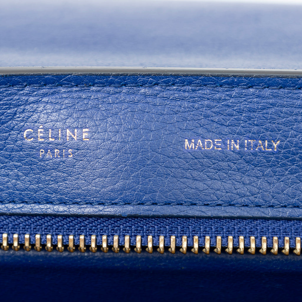 Shoulder Bag Medium Trapeze Blue Grained Calfskin Leather