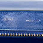 Shoulder Bag Medium Trapeze Blue Grained Calfskin Leather