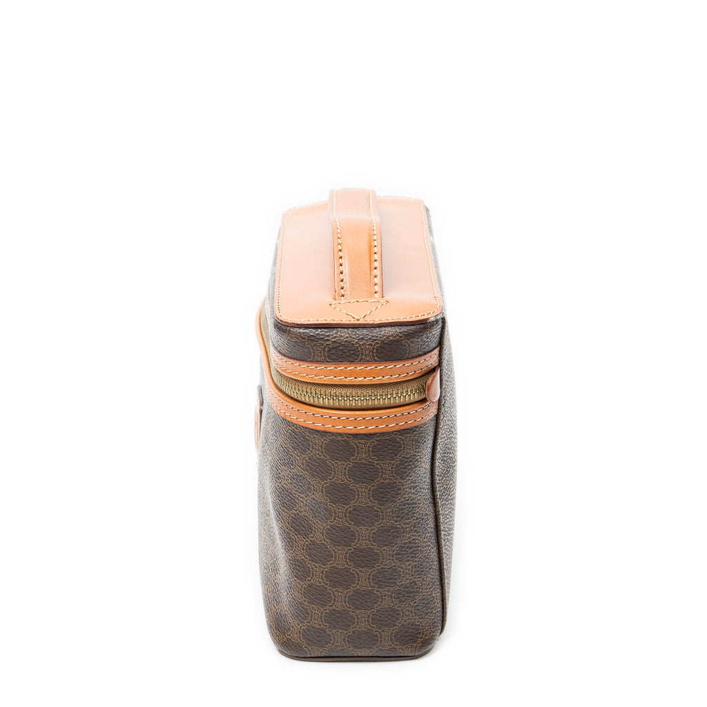 Pouch Top Handle Toiletry Pouch Brown Macadam Coated Canvas