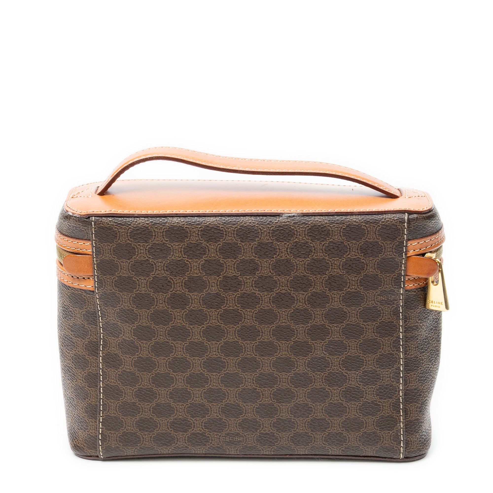 Pouch Top Handle Toiletry Pouch Brown Macadam Coated Canvas