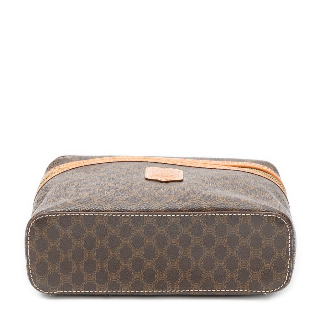 Pouch Top Handle Toiletry Pouch Brown Macadam Coated Canvas