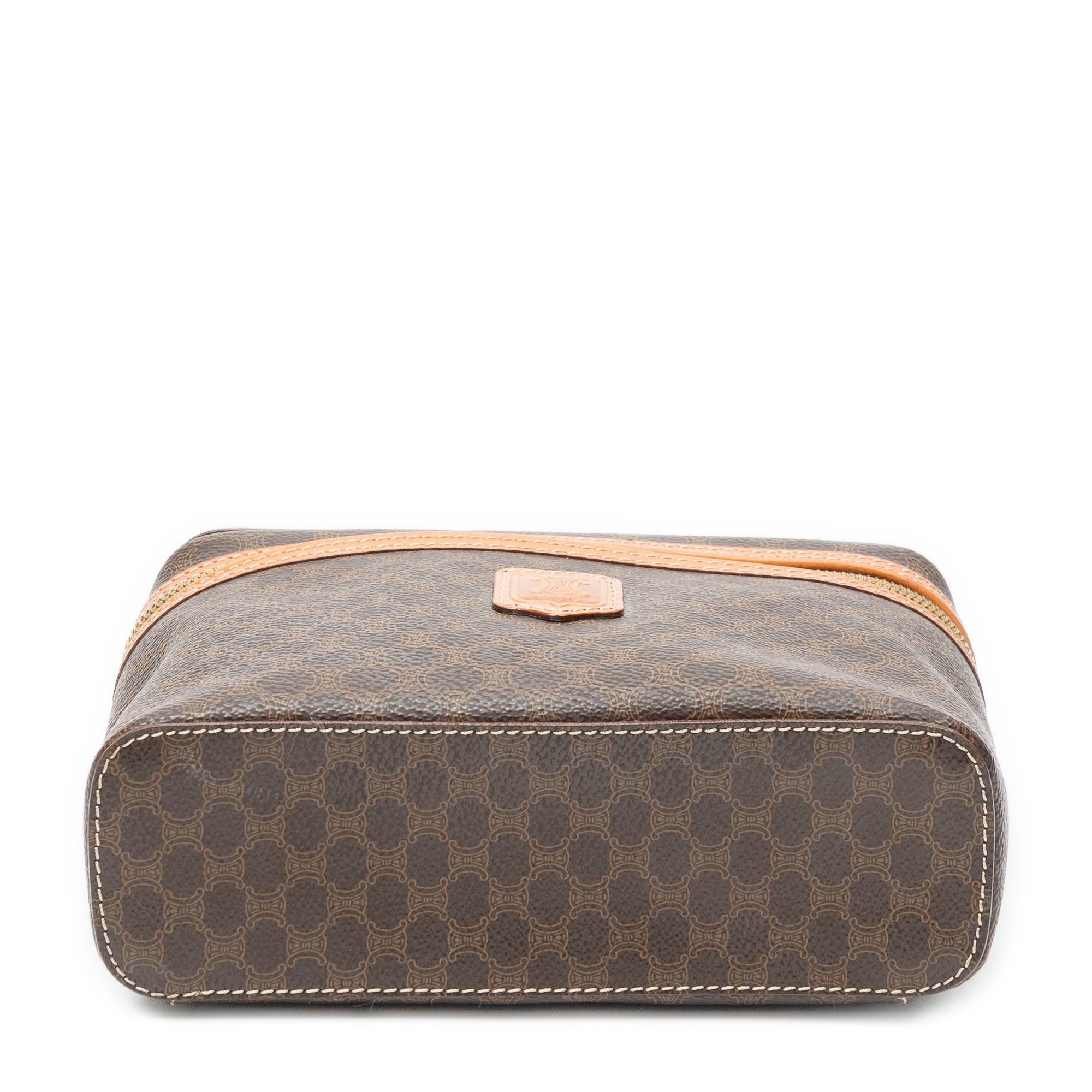 Pouch Top Handle Toiletry Pouch Brown Macadam Coated Canvas