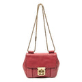Shoulder Bag Square Elsie Chain Bag Red Grained Calfskin Leather