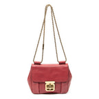 Shoulder Bag Square Elsie Chain Bag Red Grained Calfskin Leather