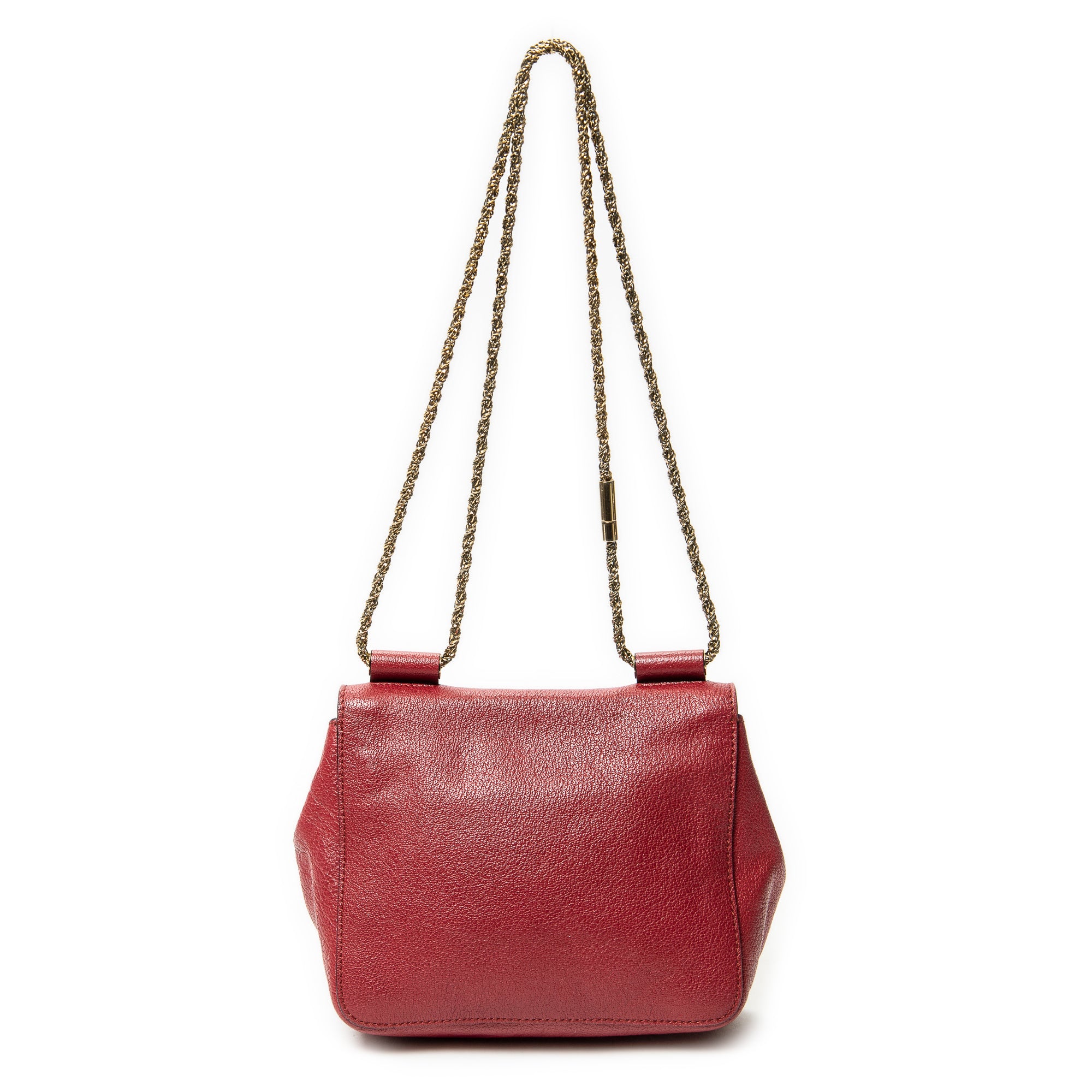 Shoulder Bag Square Elsie Chain Bag Red Grained Calfskin Leather