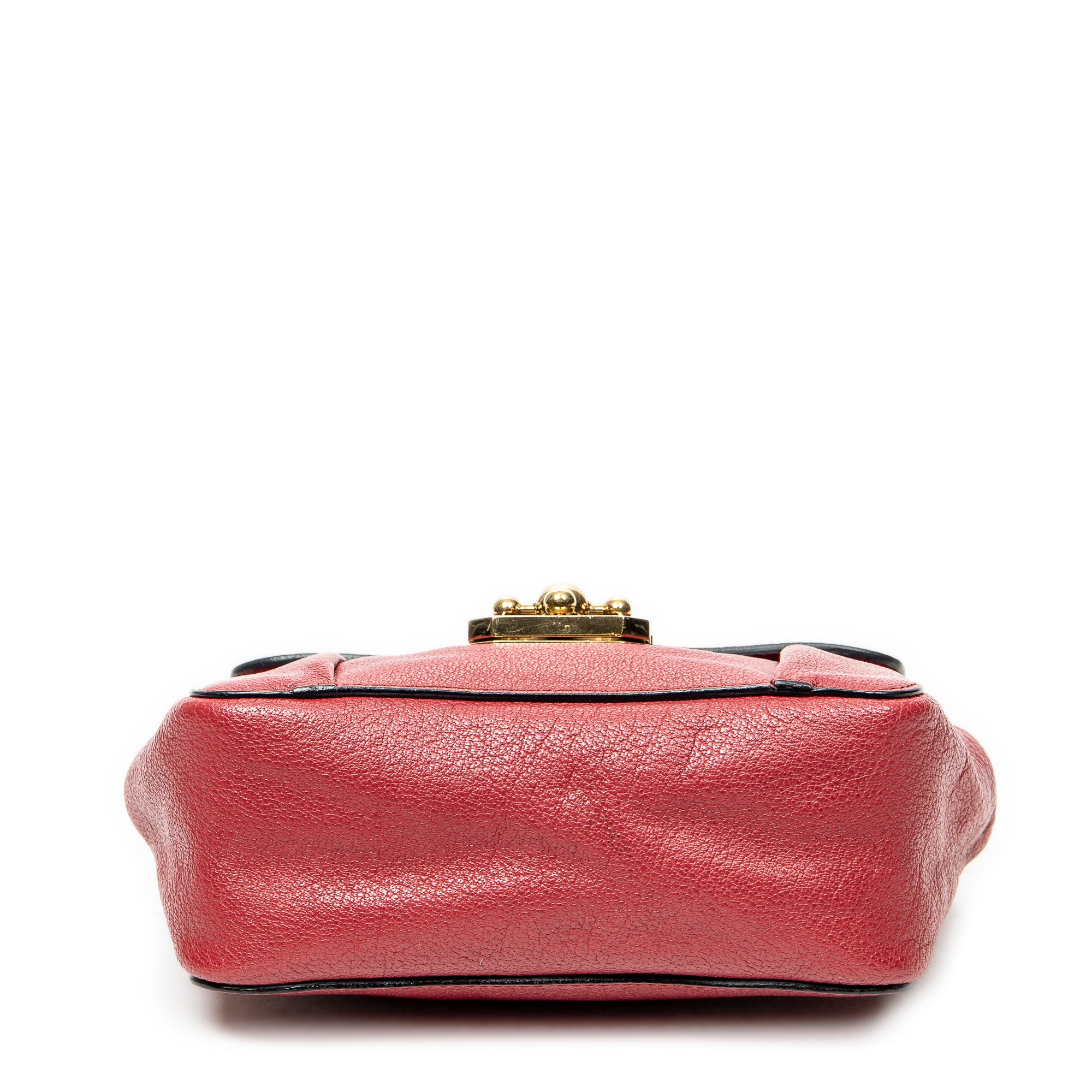 Shoulder Bag Square Elsie Chain Bag Red Grained Calfskin Leather