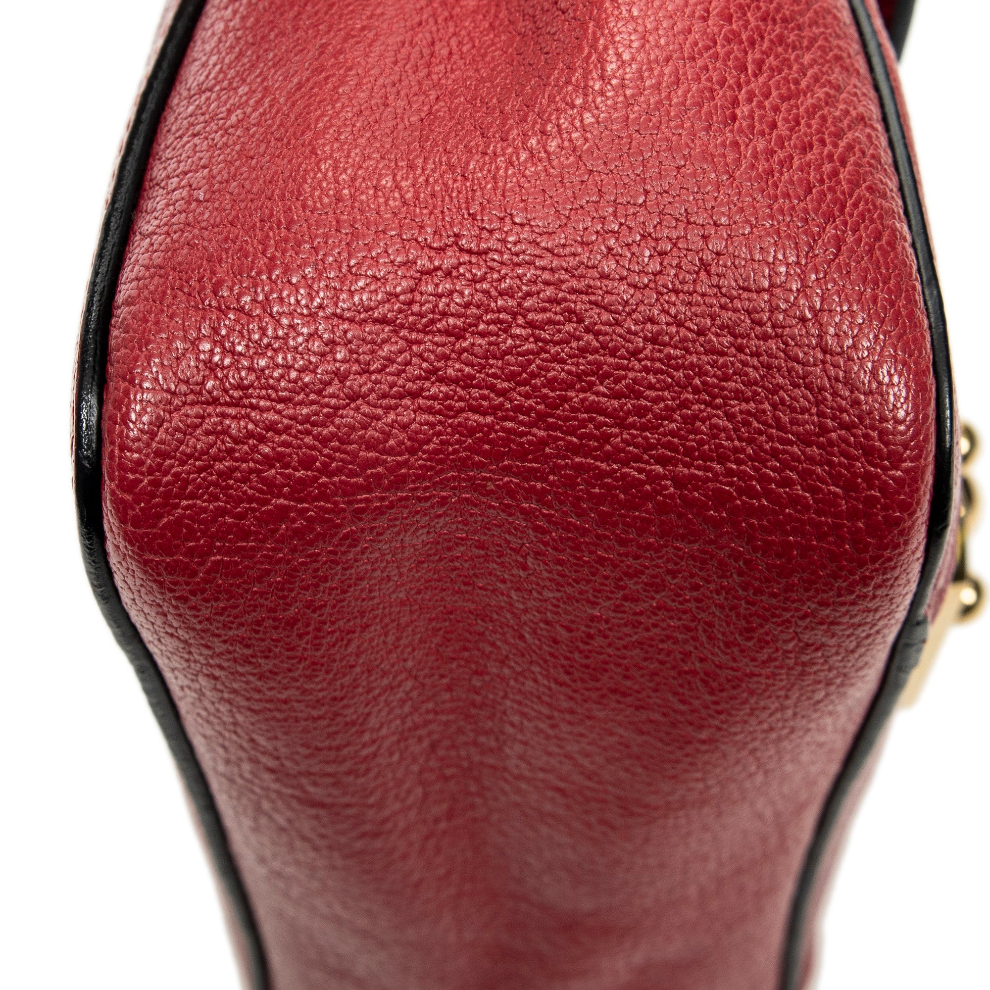 Shoulder Bag Square Elsie Chain Bag Red Grained Calfskin Leather