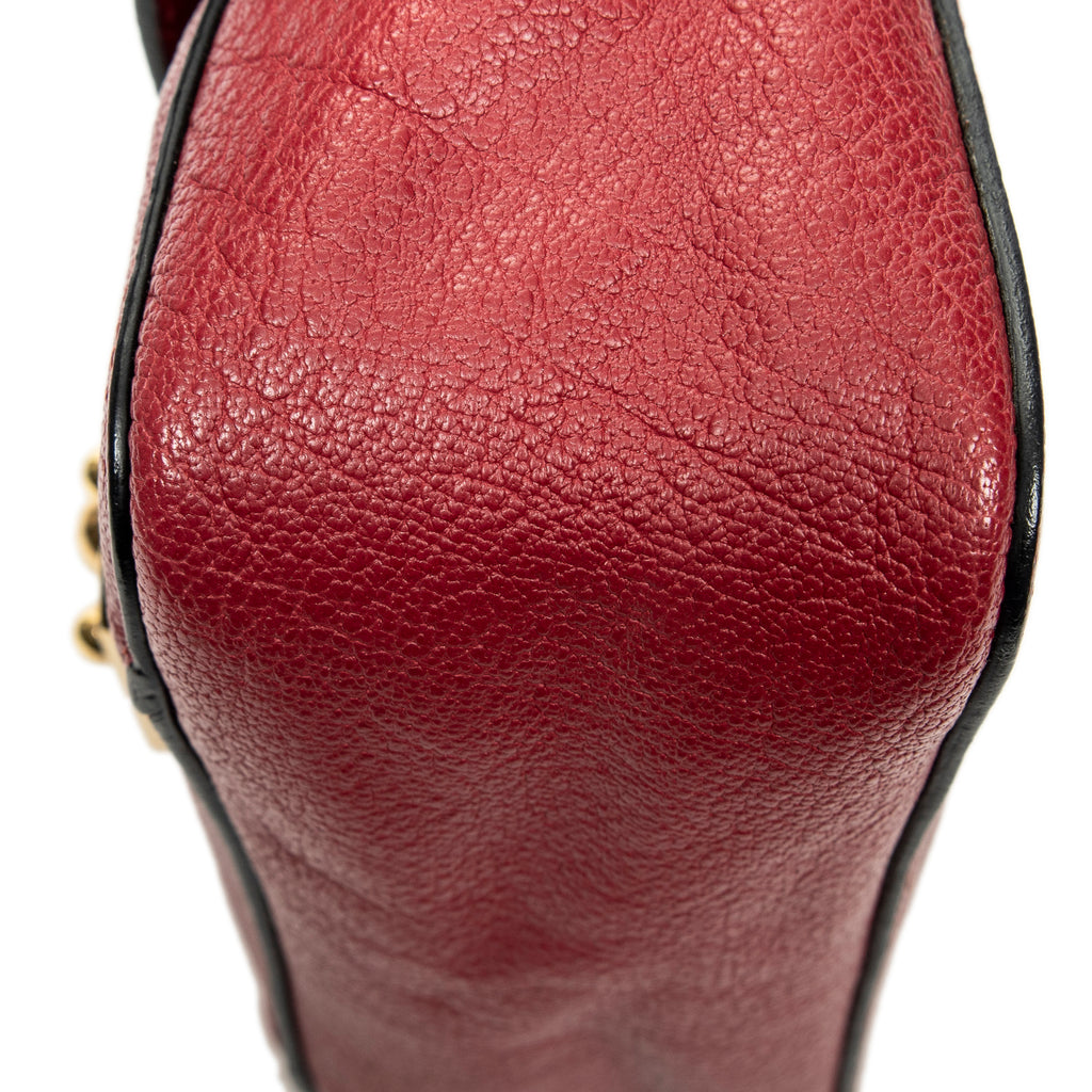 Shoulder Bag Square Elsie Chain Bag Red Grained Calfskin Leather