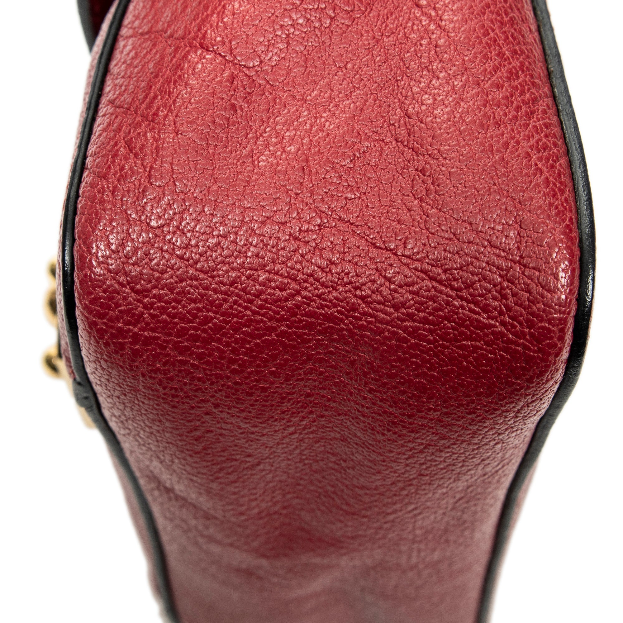 Shoulder Bag Square Elsie Chain Bag Red Grained Calfskin Leather