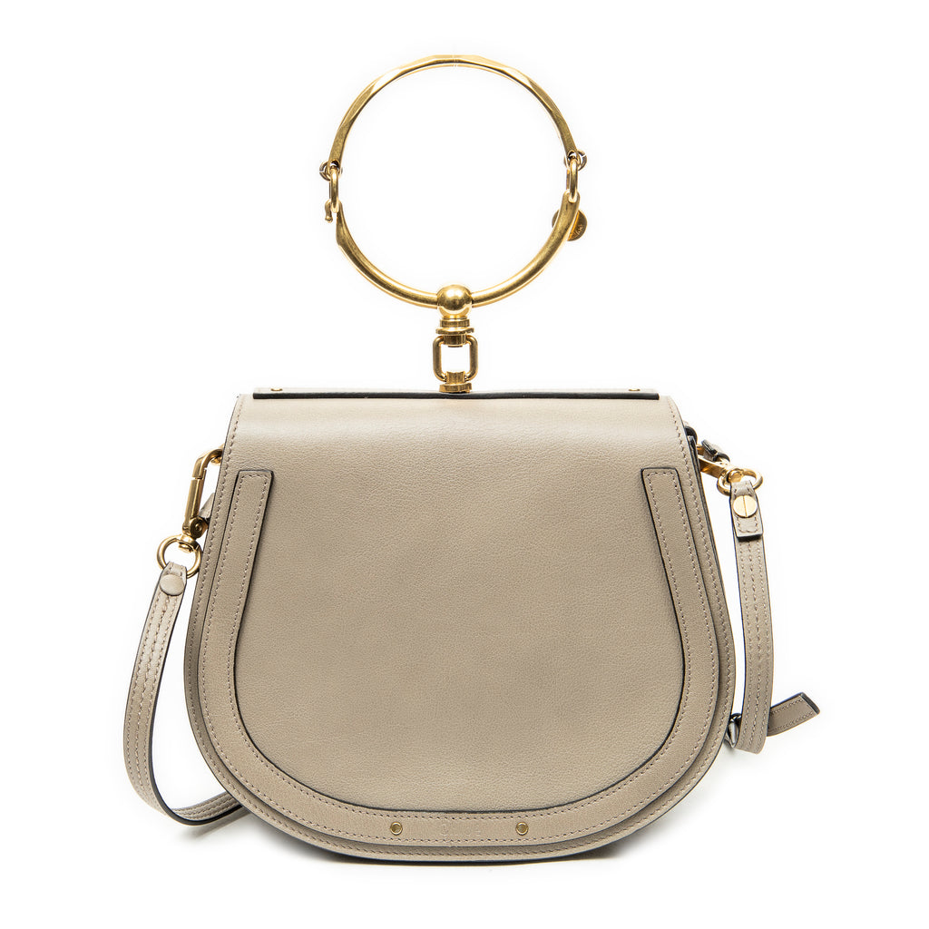 Shoulder Bag Medium Nile Bracelet Bag Grey Calfskin Leather