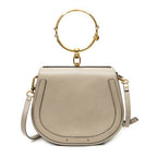 Shoulder Bag Medium Nile Bracelet Bag Grey Calfskin Leather