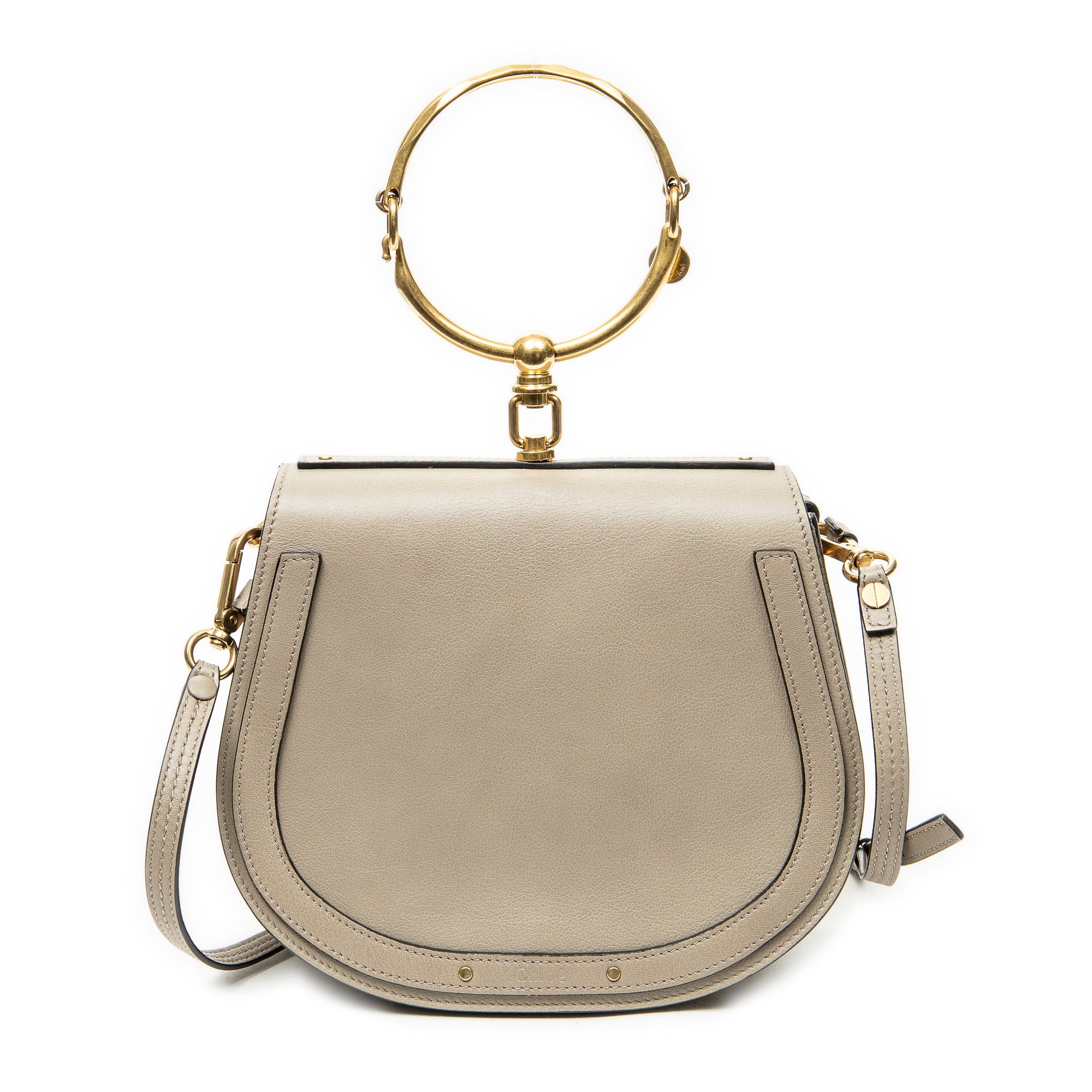 Shoulder Bag Medium Nile Bracelet Bag Grey Calfskin Leather