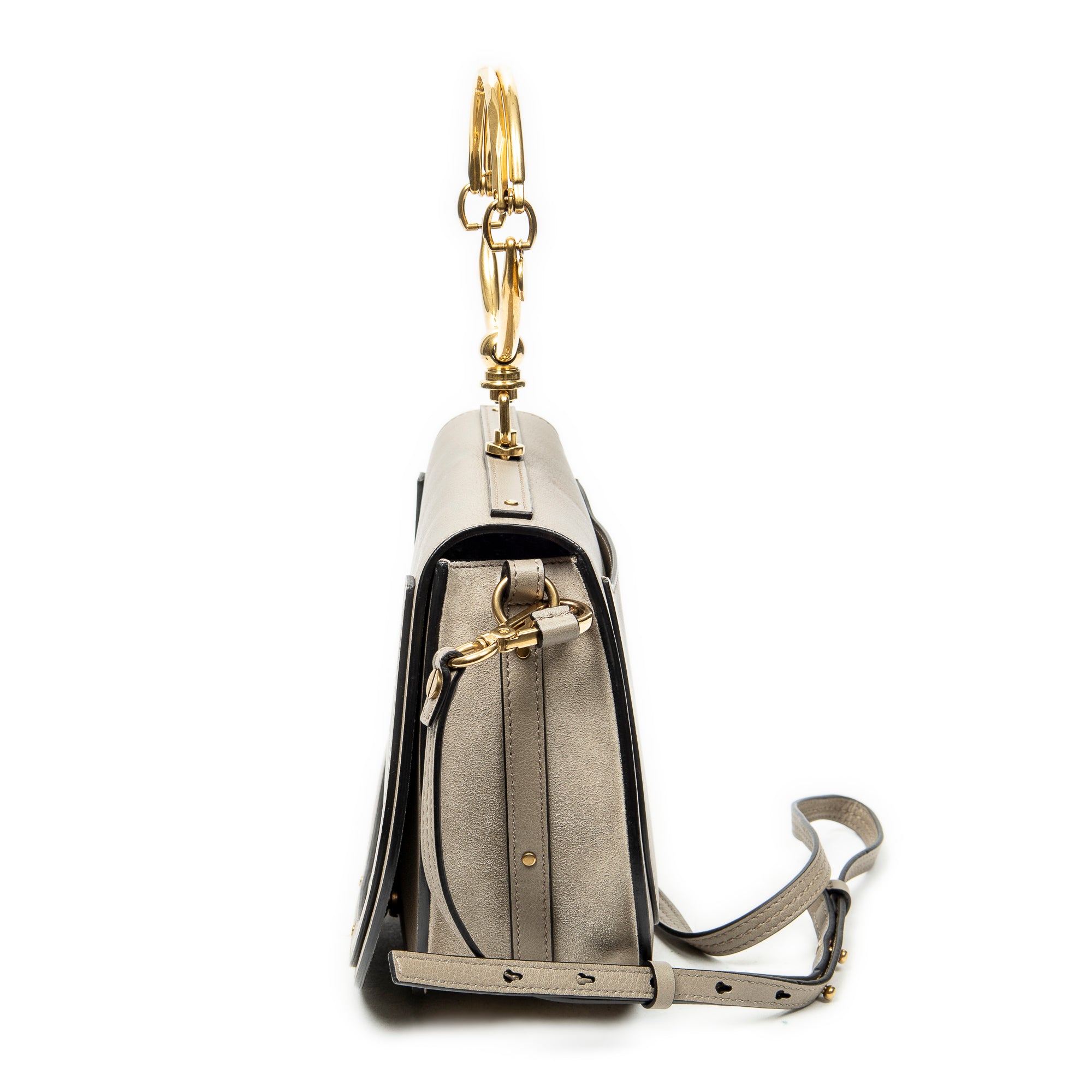 Shoulder Bag Medium Nile Bracelet Bag Grey Calfskin Leather