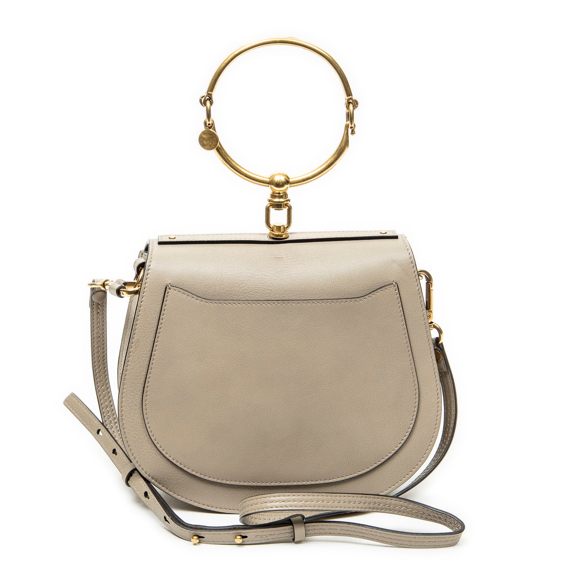 Shoulder Bag Medium Nile Bracelet Bag Grey Calfskin Leather