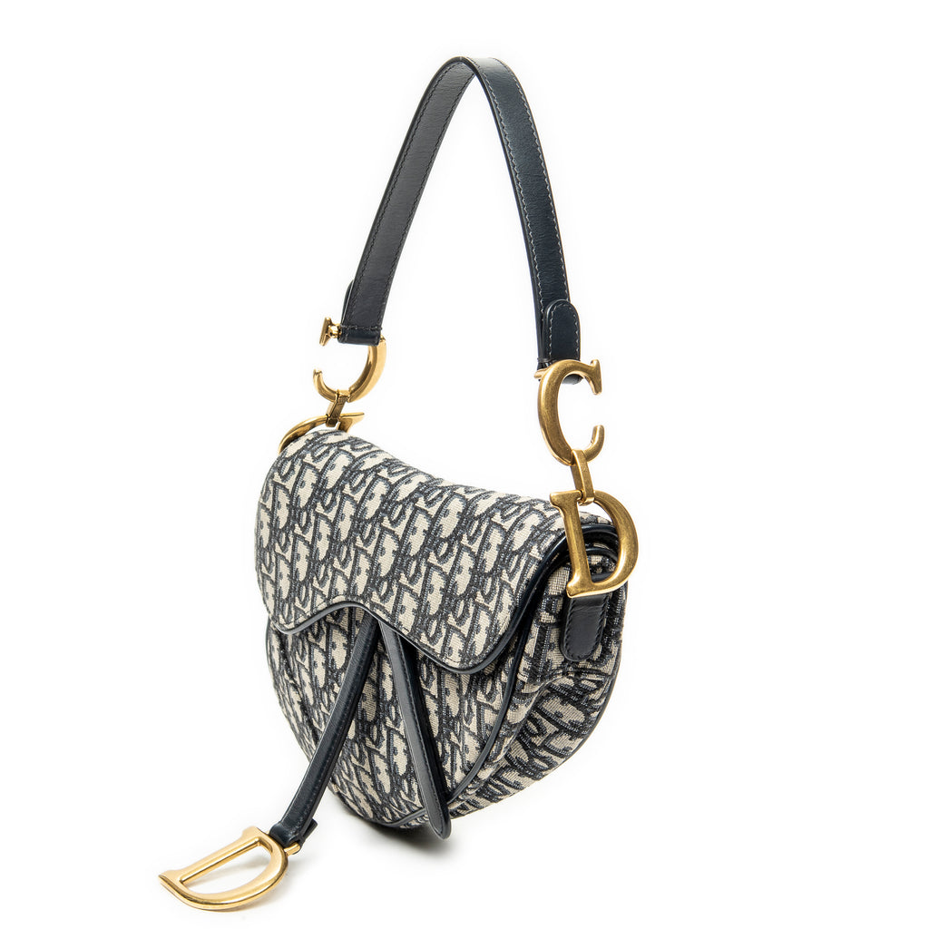 Shoulder Bag New Saddle Bag Navy Oblique Jacquard Canvas