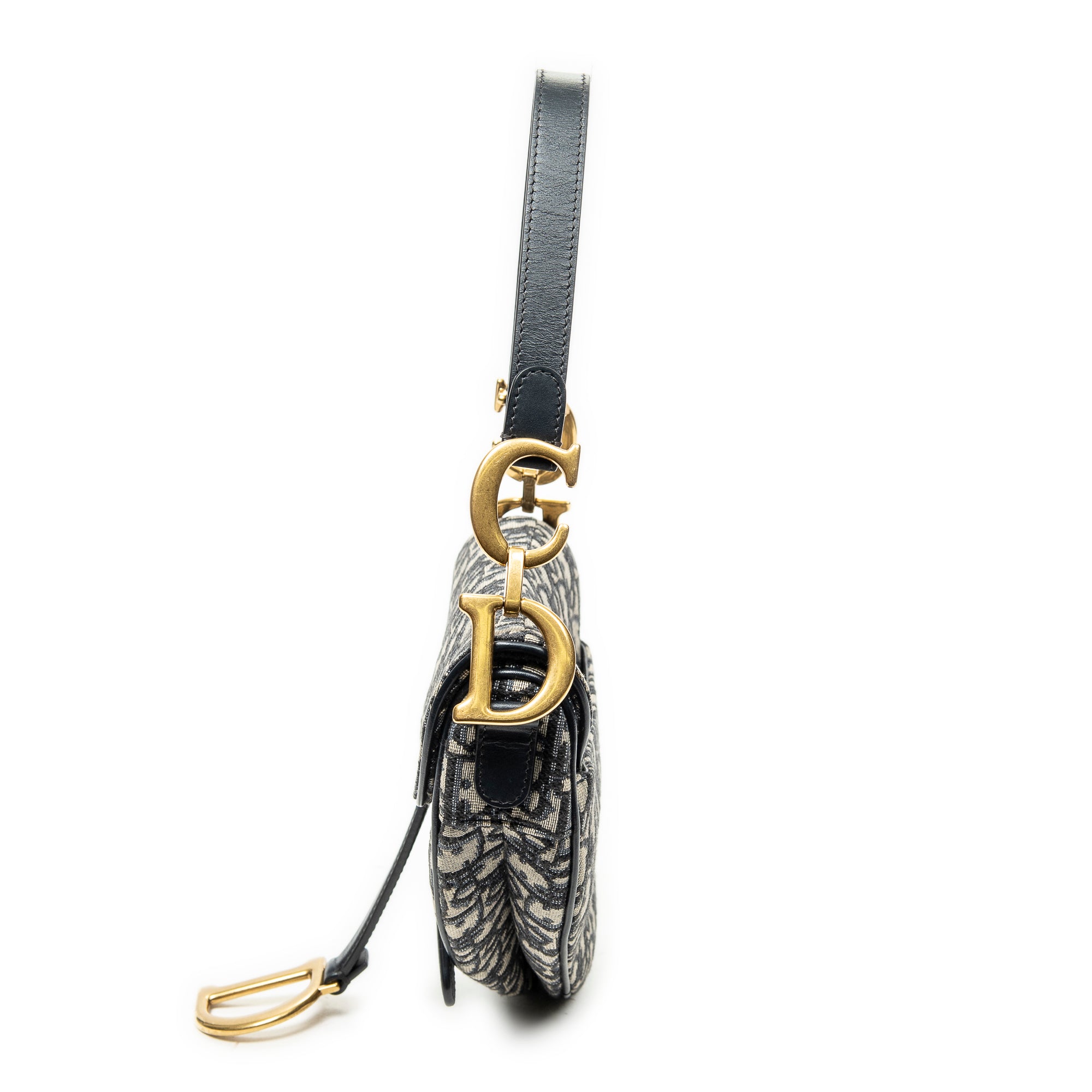 Shoulder Bag New Saddle Bag Navy Oblique Jacquard Canvas