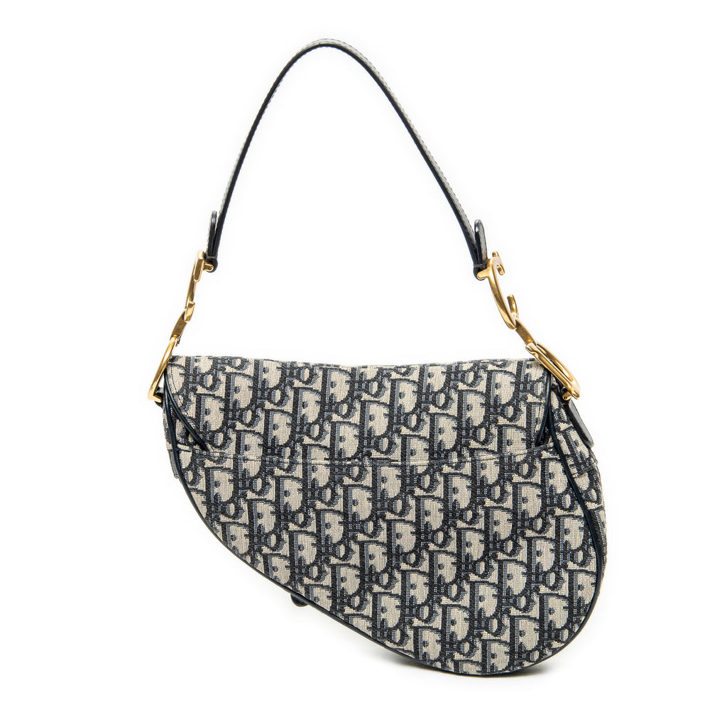 Shoulder Bag New Saddle Bag Navy Oblique Jacquard Canvas