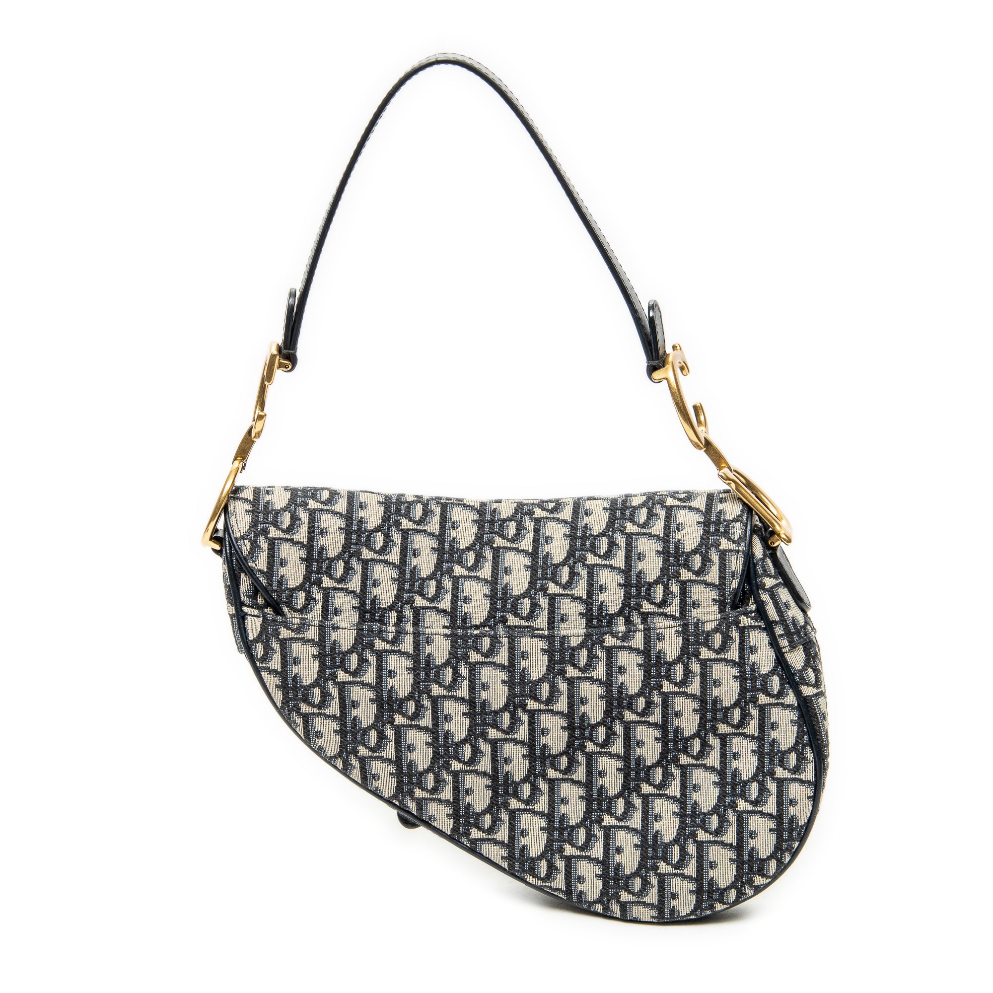 Shoulder Bag New Saddle Bag Navy Oblique Jacquard Canvas