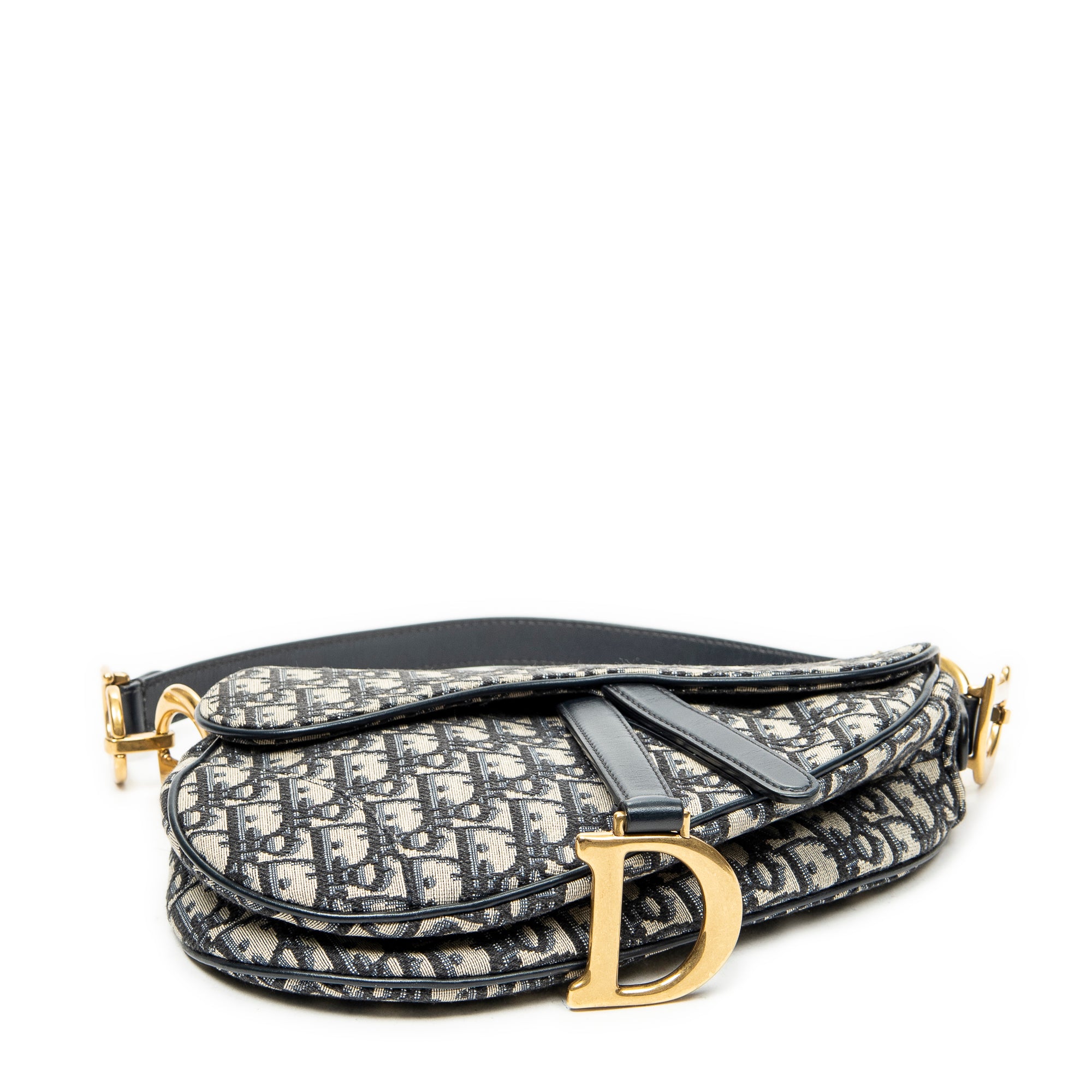 Shoulder Bag New Saddle Bag Navy Oblique Jacquard Canvas