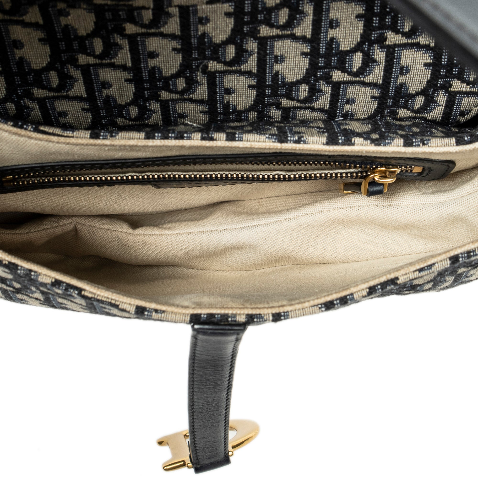 Shoulder Bag New Saddle Bag Navy Oblique Jacquard Canvas