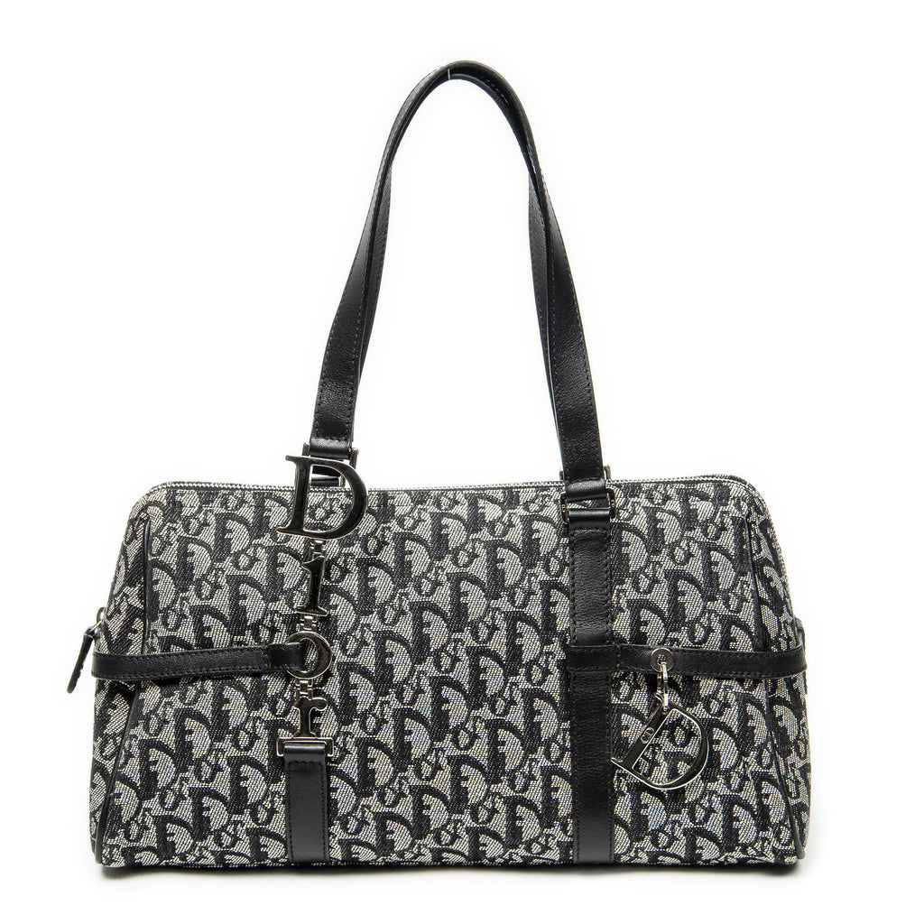 Shoulder Bag D Charm Trotter Boston Grey Diorissimo Canvas