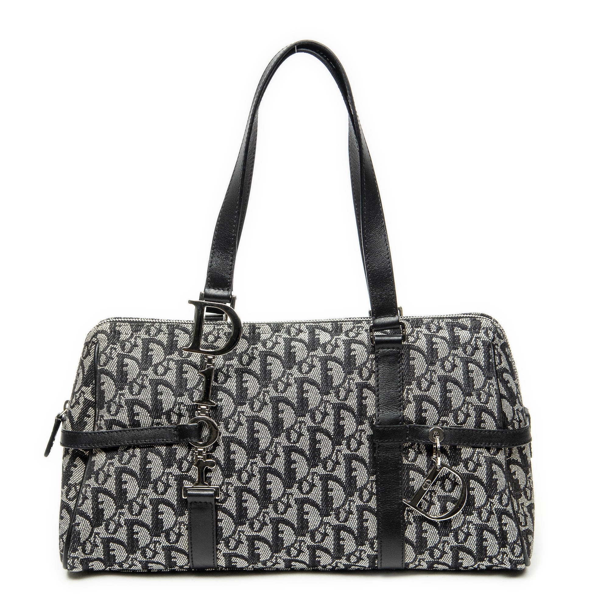 Shoulder Bag D Charm Trotter Boston Grey Diorissimo Canvas