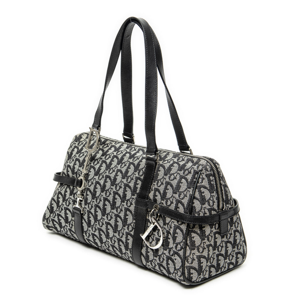 Shoulder Bag D Charm Trotter Boston Grey Diorissimo Canvas