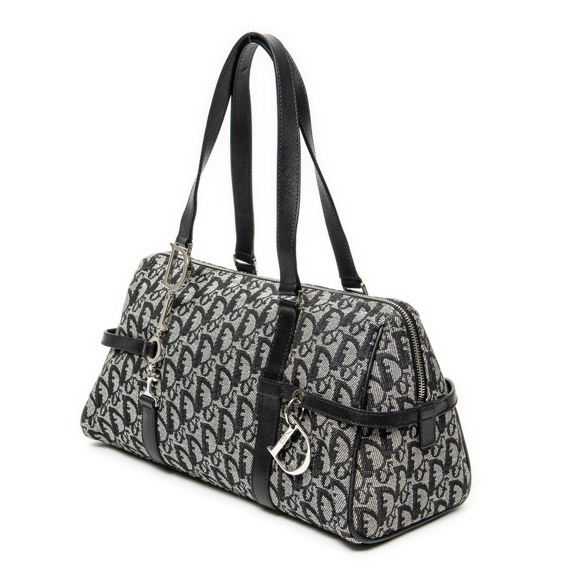 Shoulder Bag D Charm Trotter Boston Grey Diorissimo Canvas