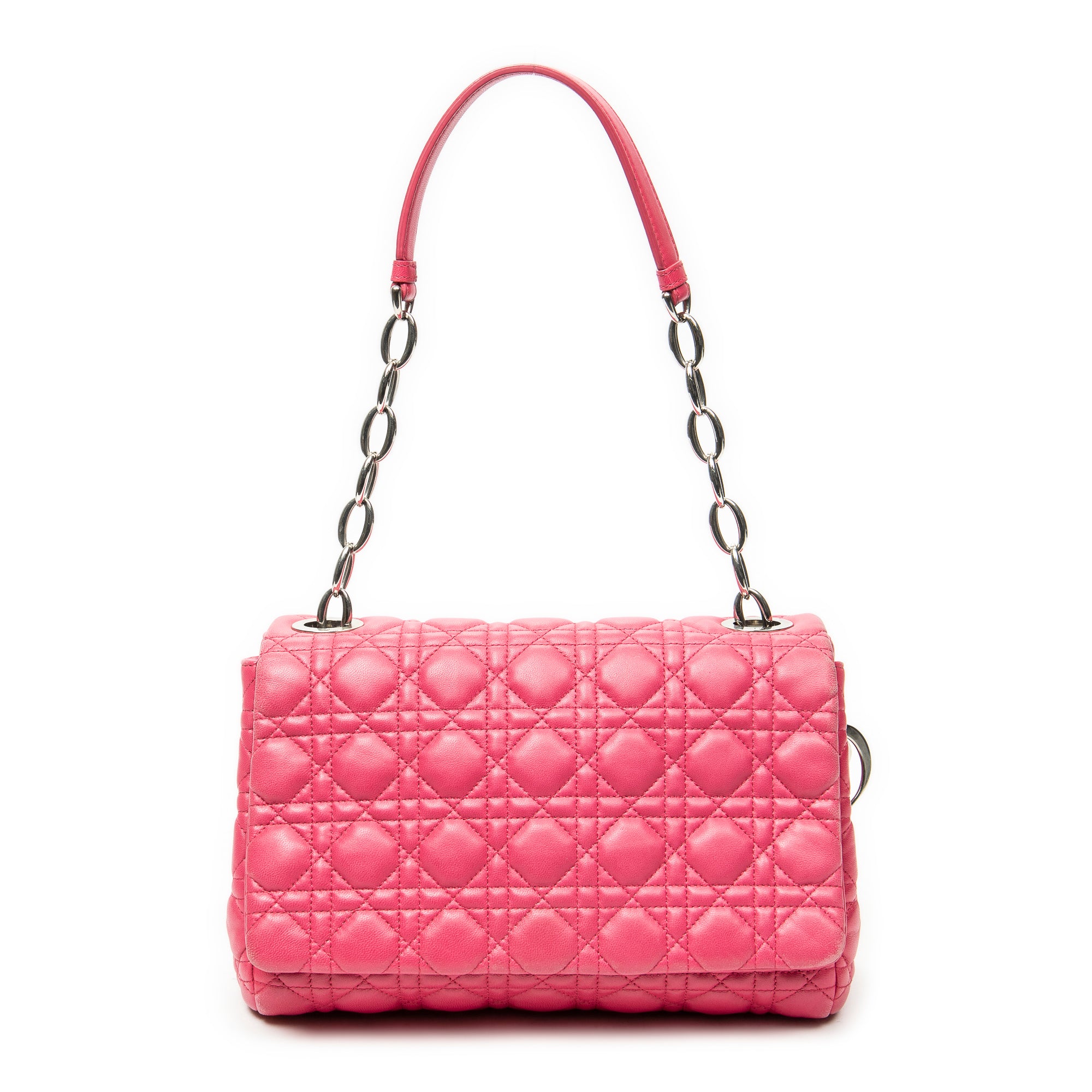 Shoulder Bag Cannage Flap Bag Fuchsia Pink Cannage Lambskin Leather