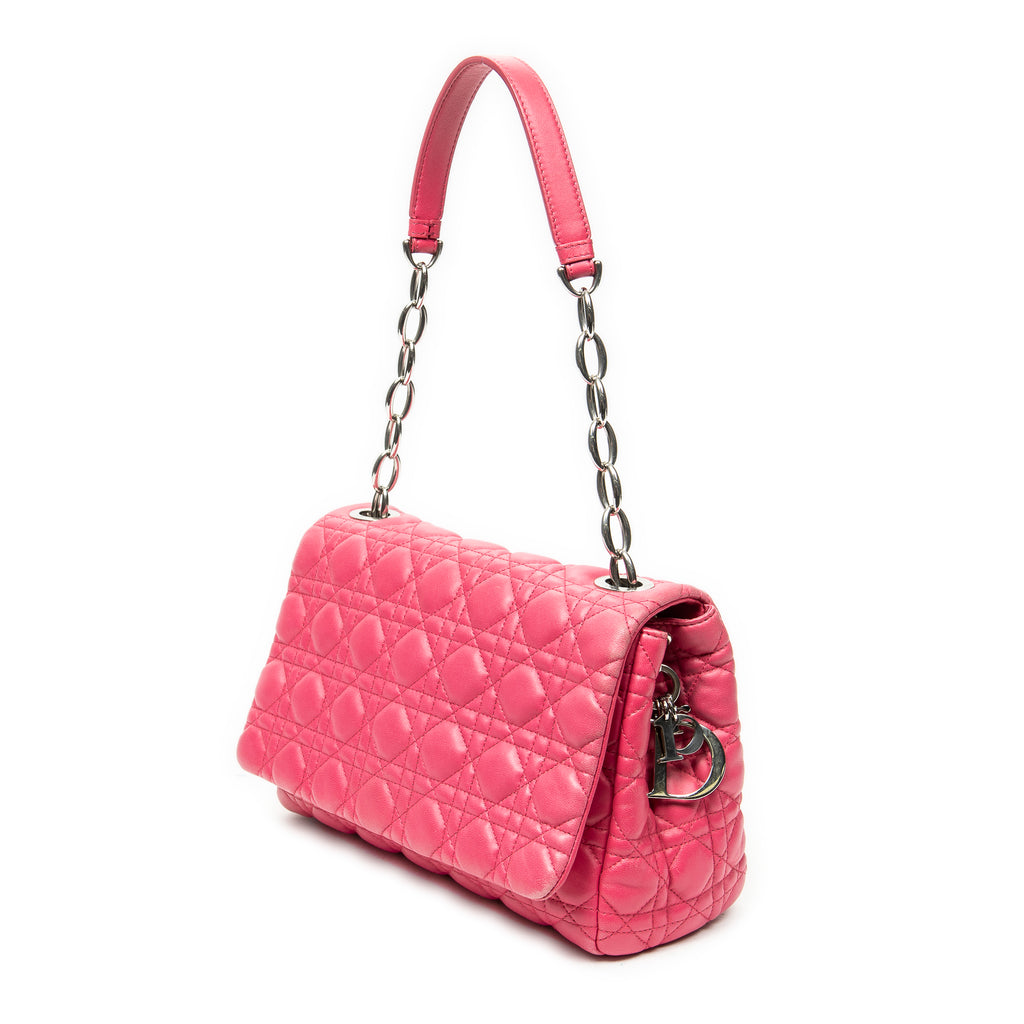 Shoulder Bag Cannage Flap Bag Fuchsia Pink Cannage Lambskin Leather