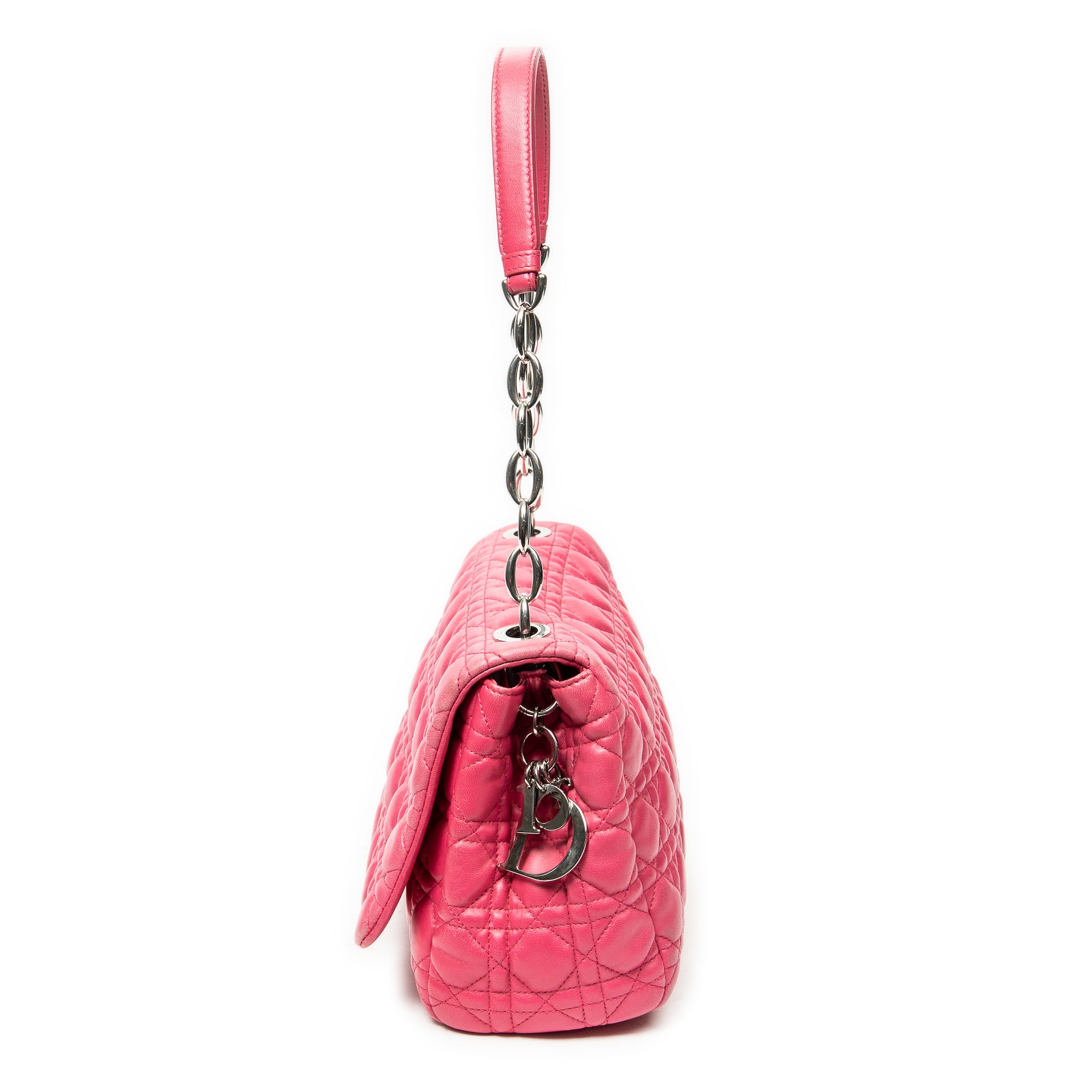 Shoulder Bag Cannage Flap Bag Fuchsia Pink Cannage Lambskin Leather