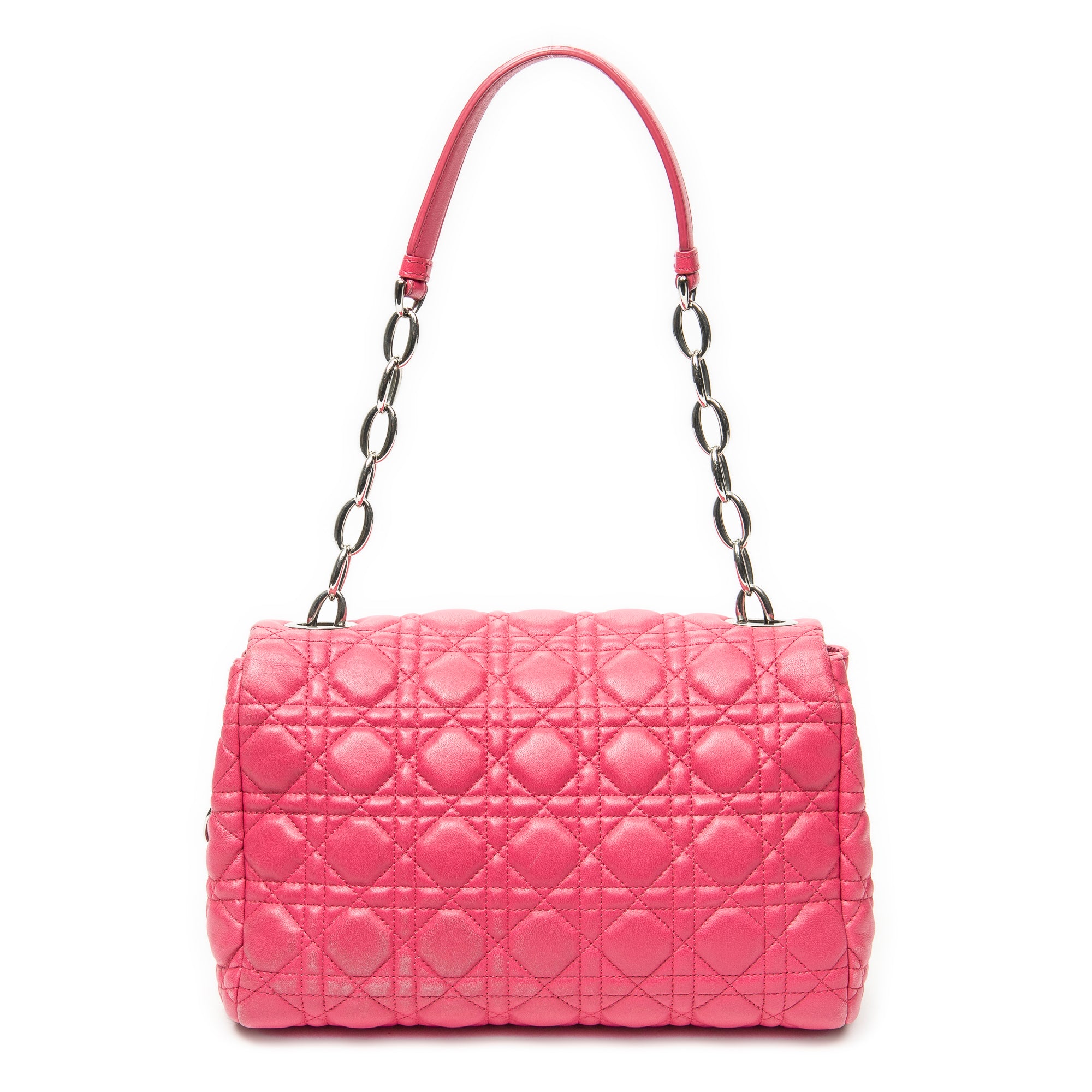 Shoulder Bag Cannage Flap Bag Fuchsia Pink Cannage Lambskin Leather