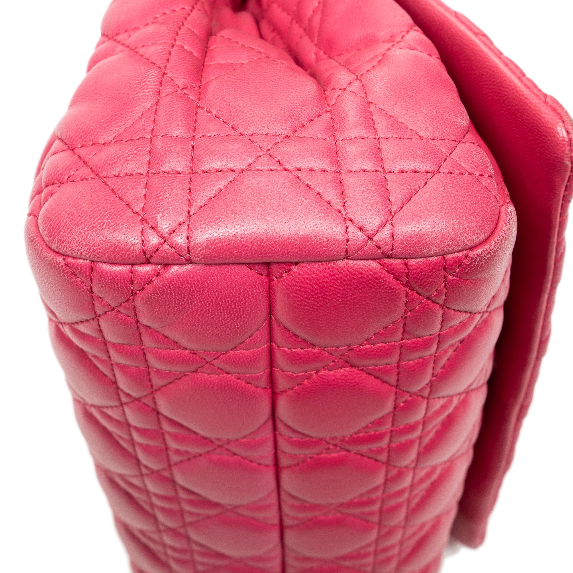 Shoulder Bag Cannage Flap Bag Fuchsia Pink Cannage Lambskin Leather
