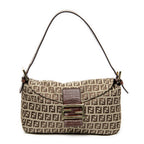 Shoulder Bag Fold Over Baguette Brown Zucchino Canvas