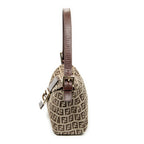 Shoulder Bag Fold Over Baguette Brown Zucchino Canvas
