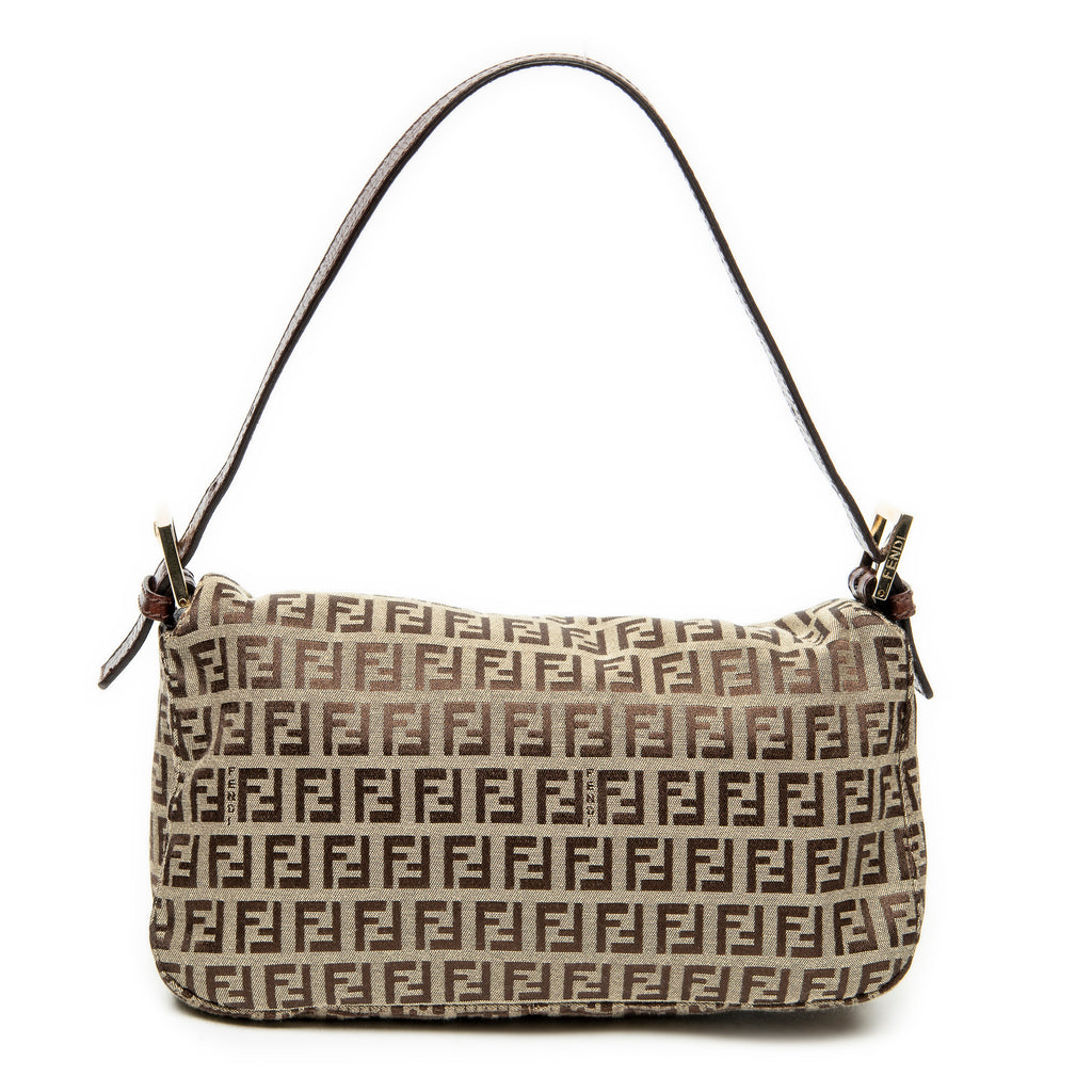 Shoulder Bag Fold Over Baguette Brown Zucchino Canvas