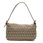 Shoulder Bag Fold Over Baguette Brown Zucchino Canvas