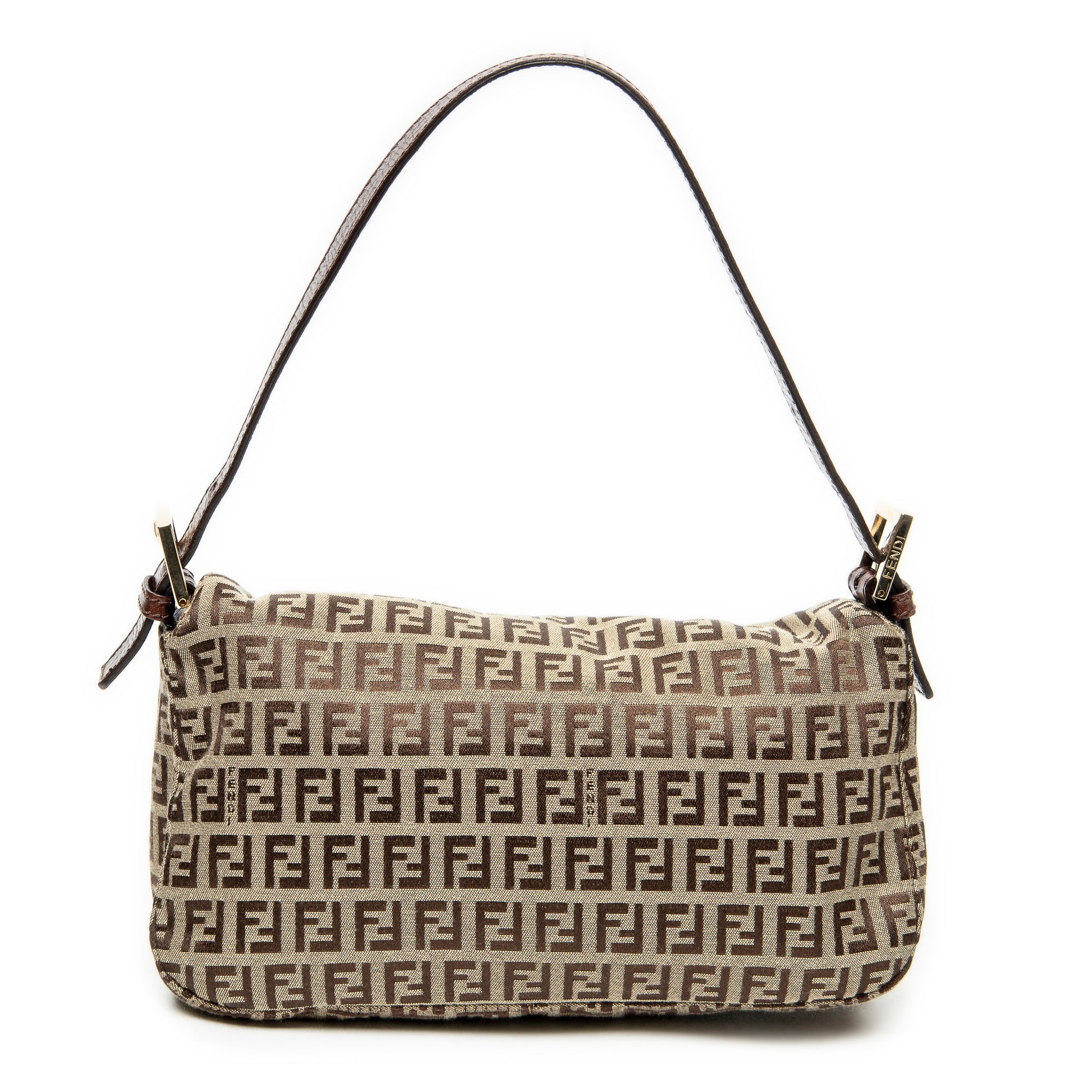 Shoulder Bag Fold Over Baguette Brown Zucchino Canvas