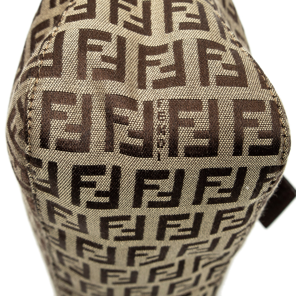 Shoulder Bag Fold Over Baguette Brown Zucchino Canvas