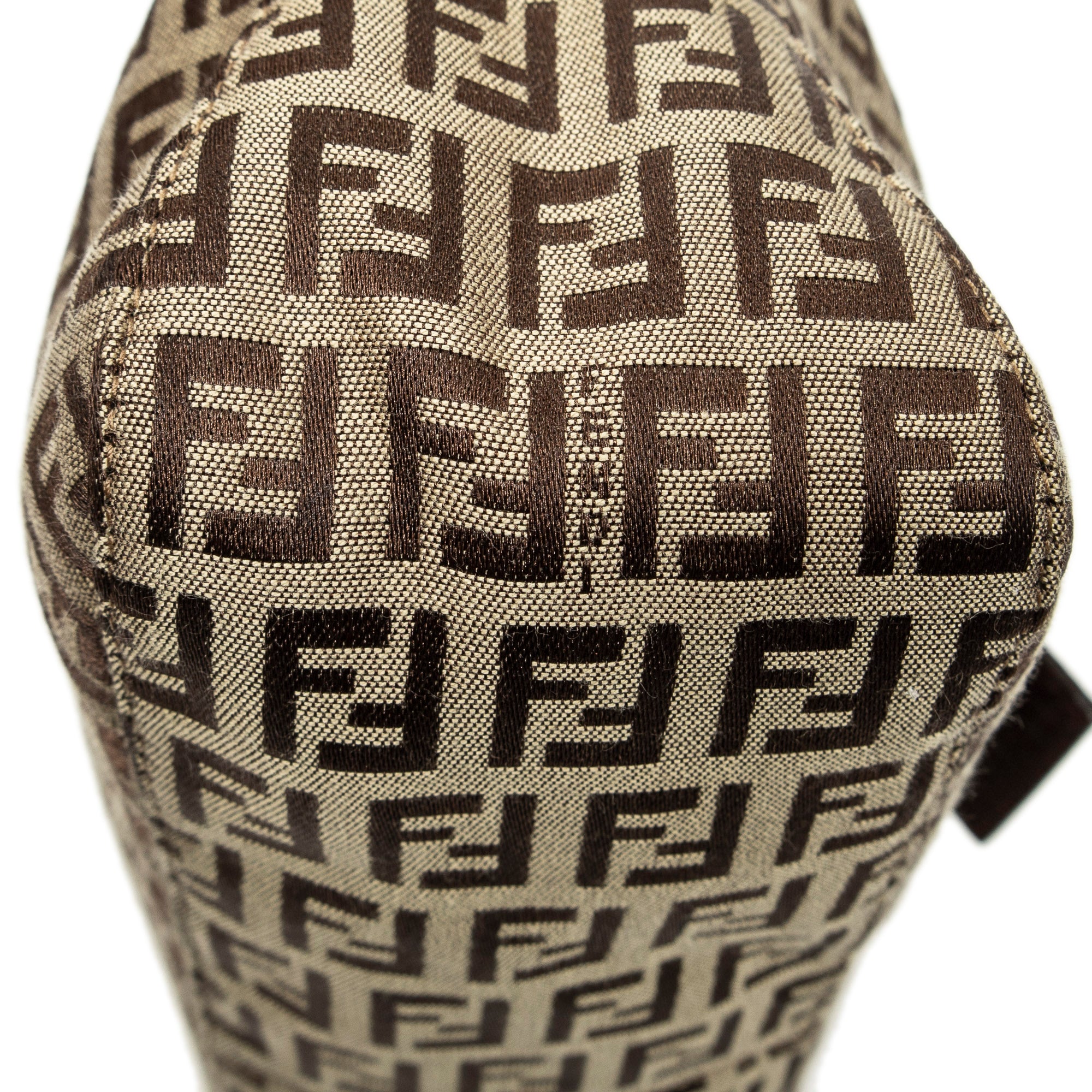 Shoulder Bag Fold Over Baguette Brown Zucchino Canvas