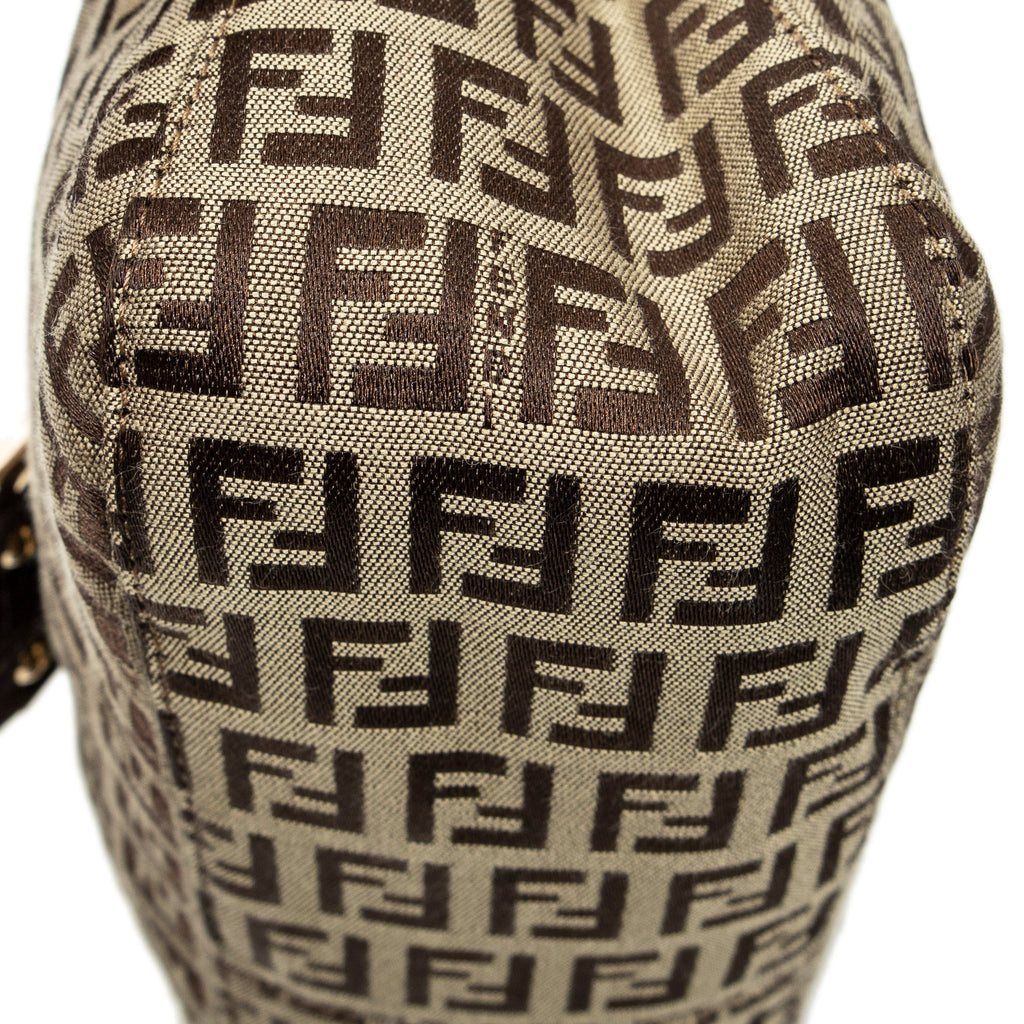 Shoulder Bag Fold Over Baguette Brown Zucchino Canvas