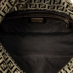 Shoulder Bag Fold Over Baguette Brown Zucchino Canvas